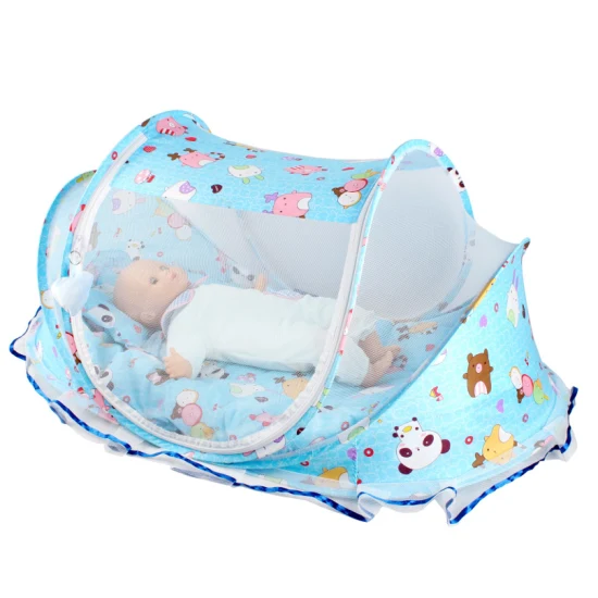 Moustiquaire pliable portable avec grand lit en mousse avec tapis en mousse et oreiller pour l'extérieur avec musique Produits pour bébé